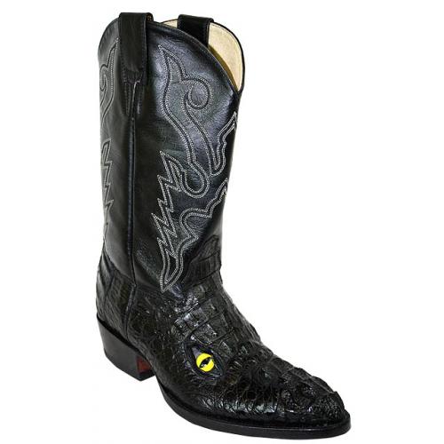 Pecos Bill Black All-Over Hornback Crocodile Head W/ Eyes Boots